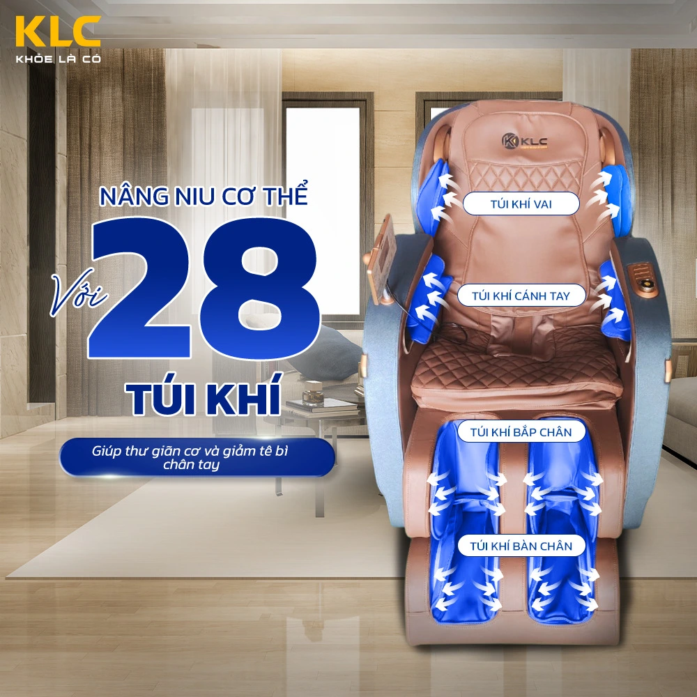 Hệ thống túi khí của Ghế Massage KLC K228 NEW PLUS