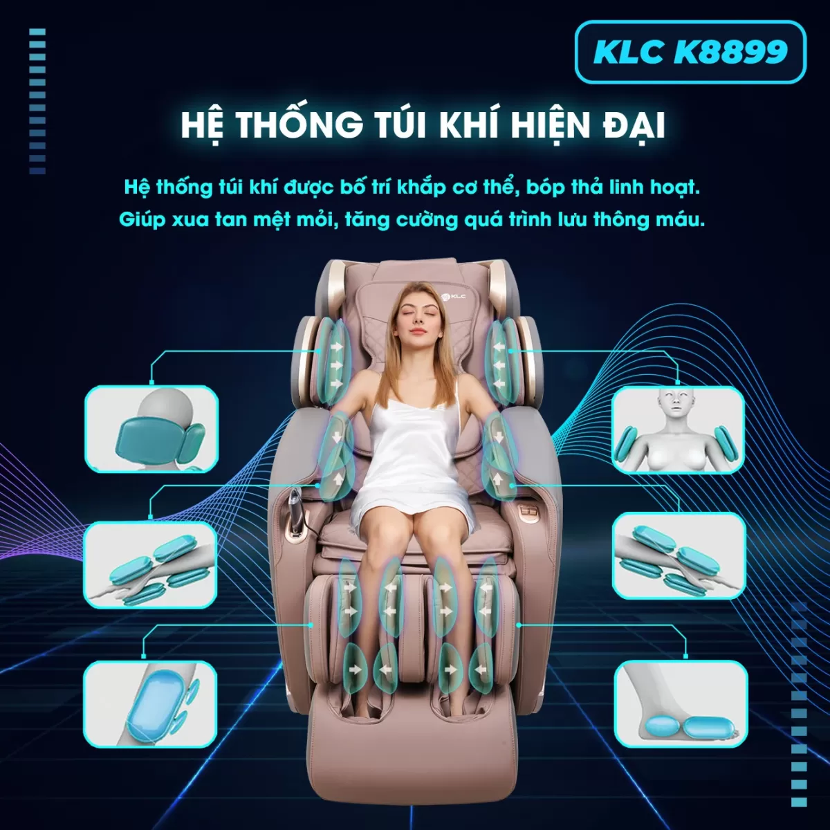 Hệ thống túi khí của Ghế Massage KLC K8899