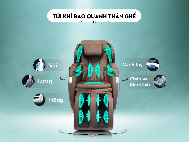 Hệ thống túi khí của Ghế Massage Okasa OS-268 PLUS