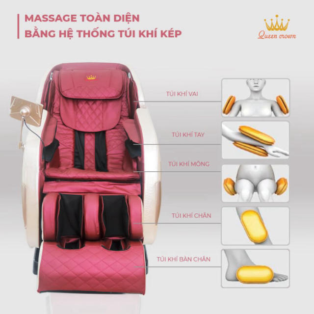 Hệ thống túi khí kép của Ghế massage Queen Crown QC CX7 Plus