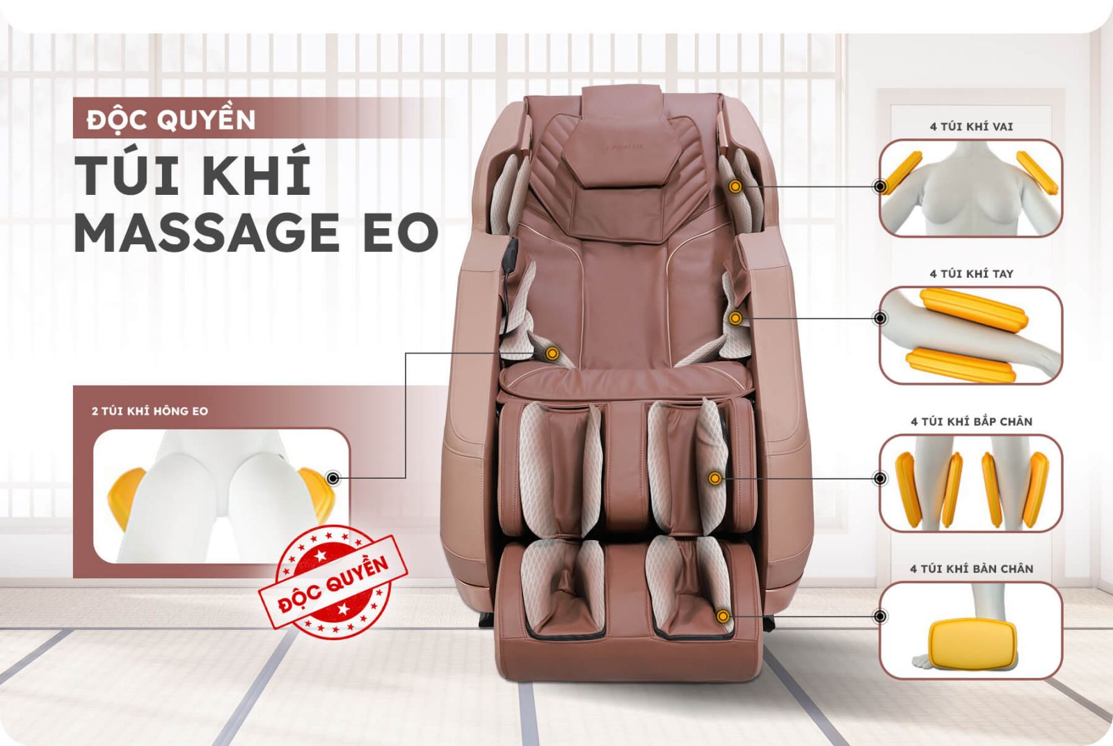 Hệ thống túi khí toàn thân của Ghế Massage FUJILUX JP3000