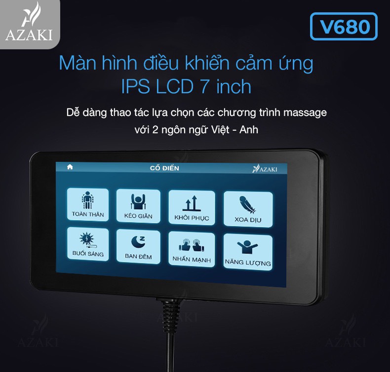 Màn hình điều khiển IPS LCD cảm ứng 7inch 2 của Ghế Massage Azaki V680 - Đen chính hãng