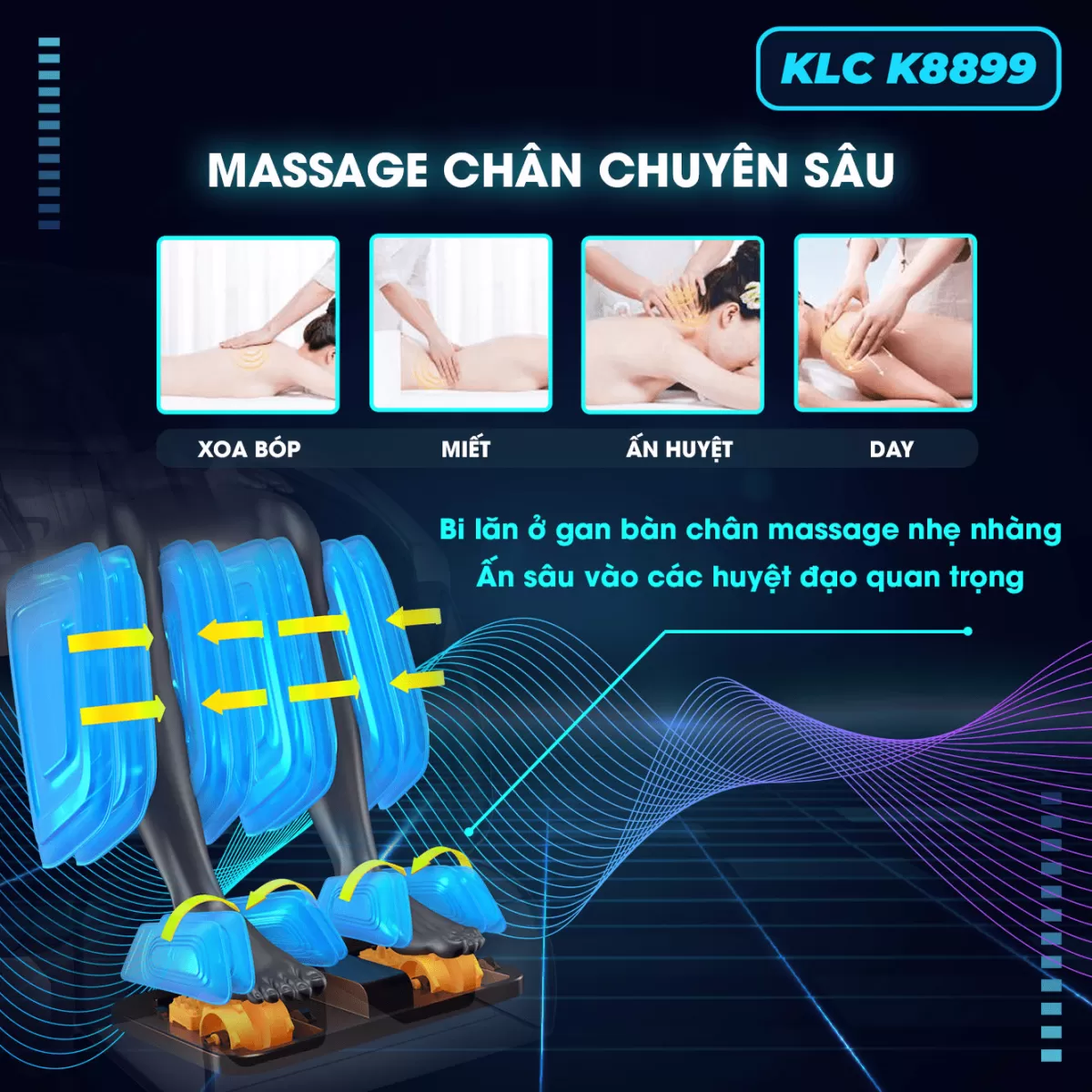 Massage chân chuyên sâu của Ghế Massage KLC K8899