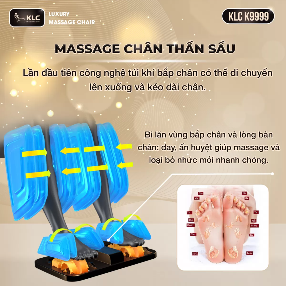 Massage chân chuyên sâu của Ghế Massage KLC K9999