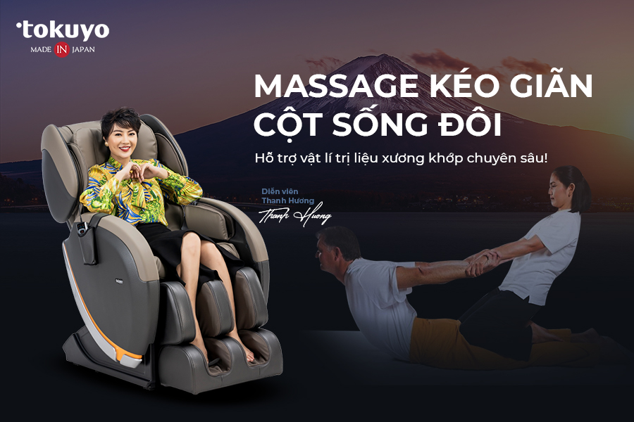 Massage Kéo giãn cột sống đôi của Ghế massage Tokuyo JC-3680 (Made in Japan)