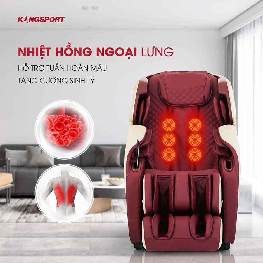 Nhiệt hồng ngoại lưng của Ghế Massage Kingsport Deluxe G50 New
