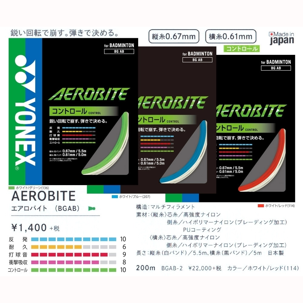 Dây cước căng vợt Yonex BG Aerobite - JP