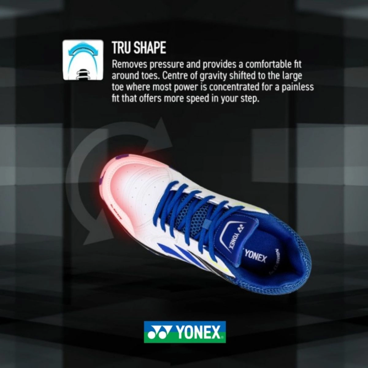Công nghệ TRU SHAPE của giày cầu lông Yonex Velo (White/Blue Hawaii) Chính Hãng