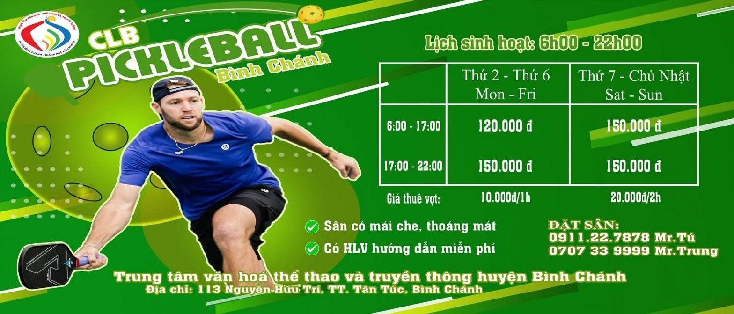 Giá thuê sân Pickleball Bình Chánh