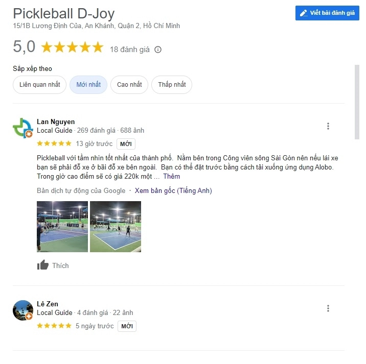 Đánh giá của người chơi khi trải nghiệm sân Pickleball D-Joy