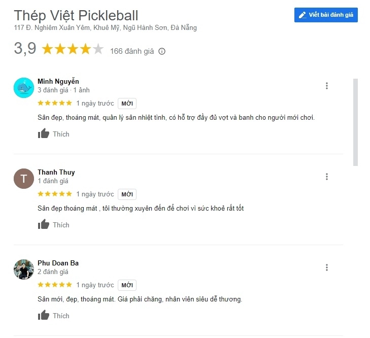 Đánh giá của người chơi khi trải nghiệm sân Pickleball Thép Việt