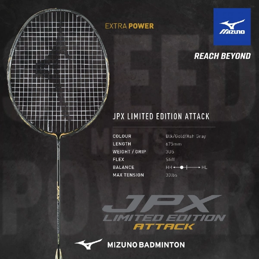 Mizuno JPX Limited Edition Attack - Cây vợt Mizuno 3U chuyên Smash cầu cháy sân