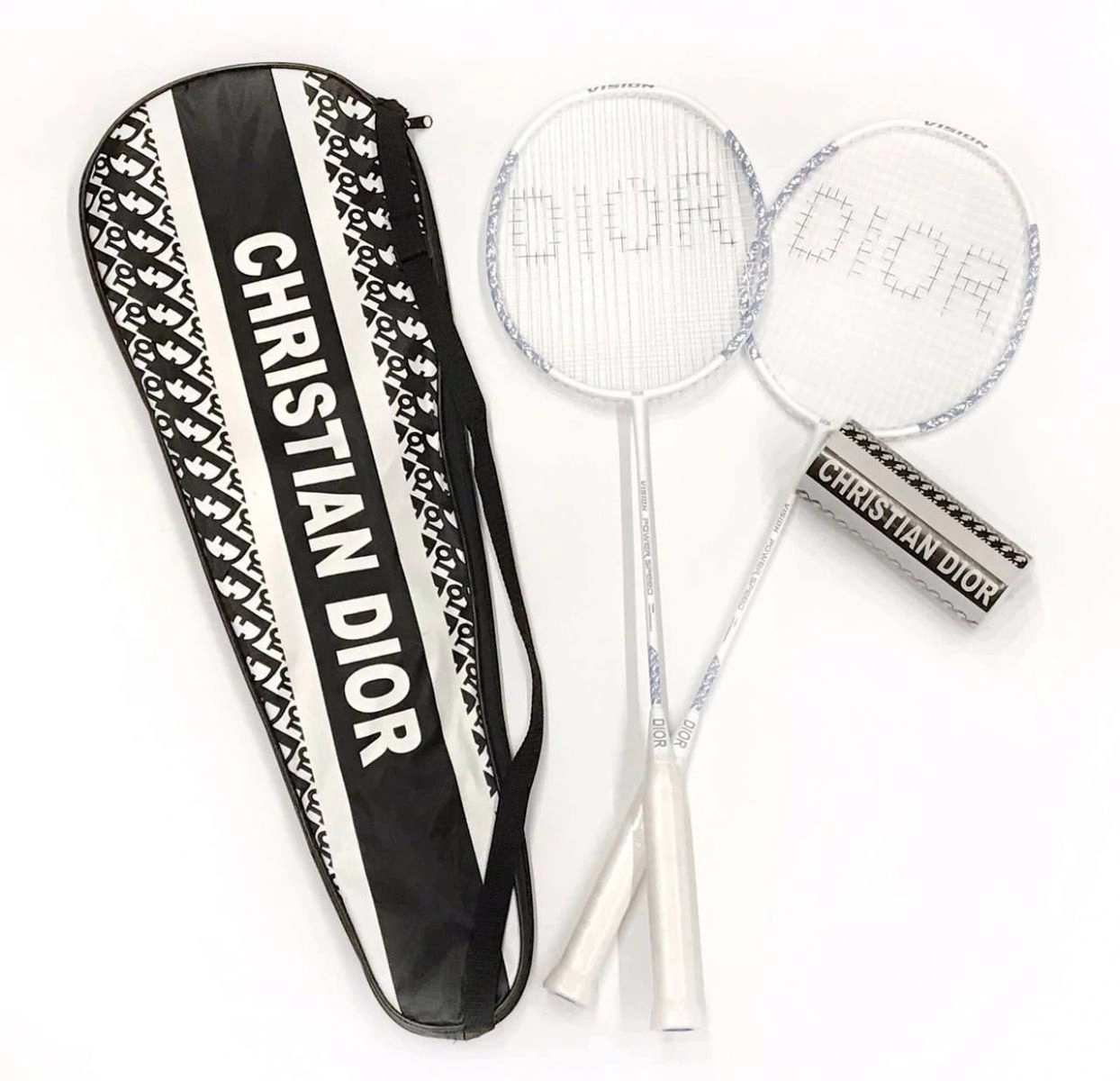 vợt cầu lông Dior màu trắng xanh