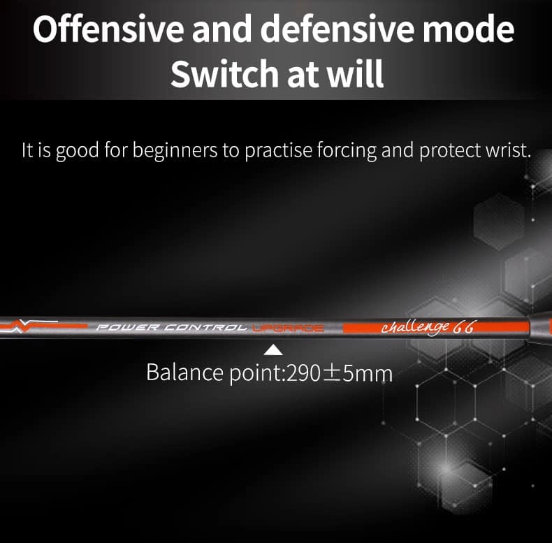  Offensive and Defensive mode switch at will - Vợt cầu lông Kumpoo Power Control Challenge 66 đen chính hãng