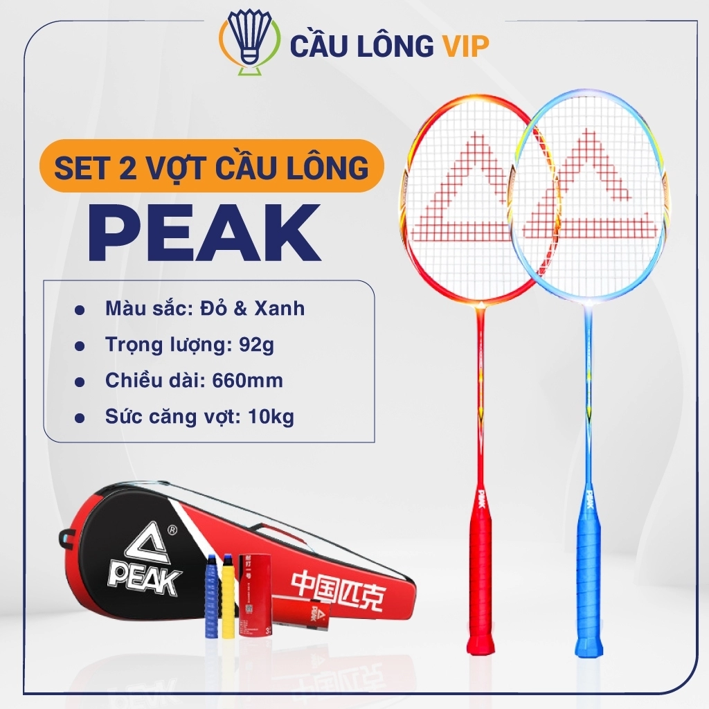 bộ vợt cầu lông Peak Xanh Đỏ chất lượng