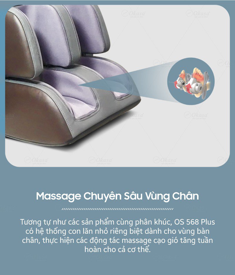 Tính năng massage chân chuyên sâu của Ghế Massage Okasa OS-568 PLUS