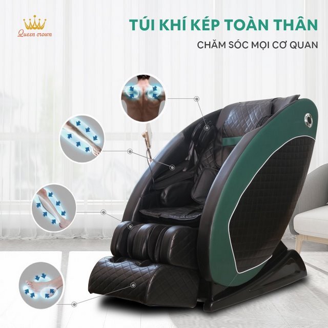 Túi khí kép toàn thân của Ghế massage Queen Crown QC7