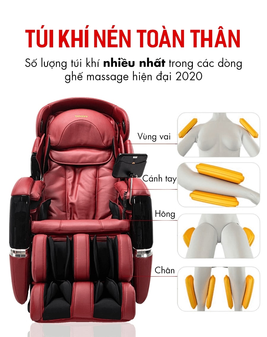 Túi khí nén toàn thân của Ghế massage Tokuyo TC-711