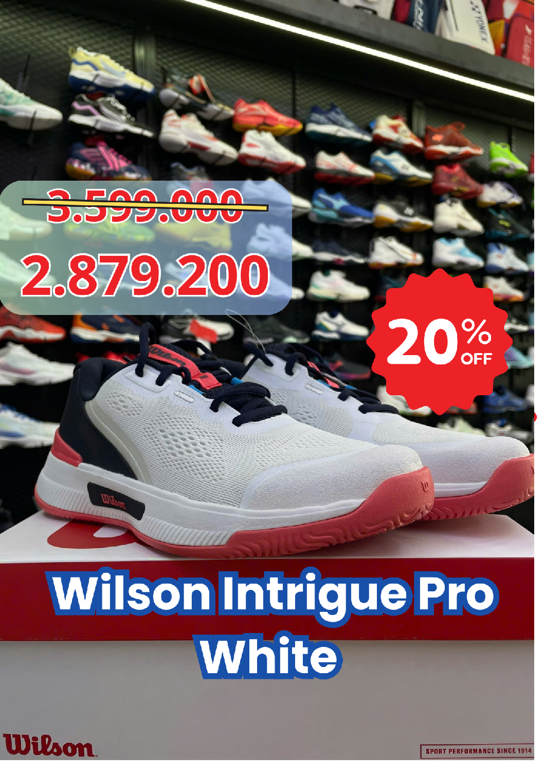 Giày Tennis Wilson Intrigue Pro White chính hãng (WRS335840) - Size: 38