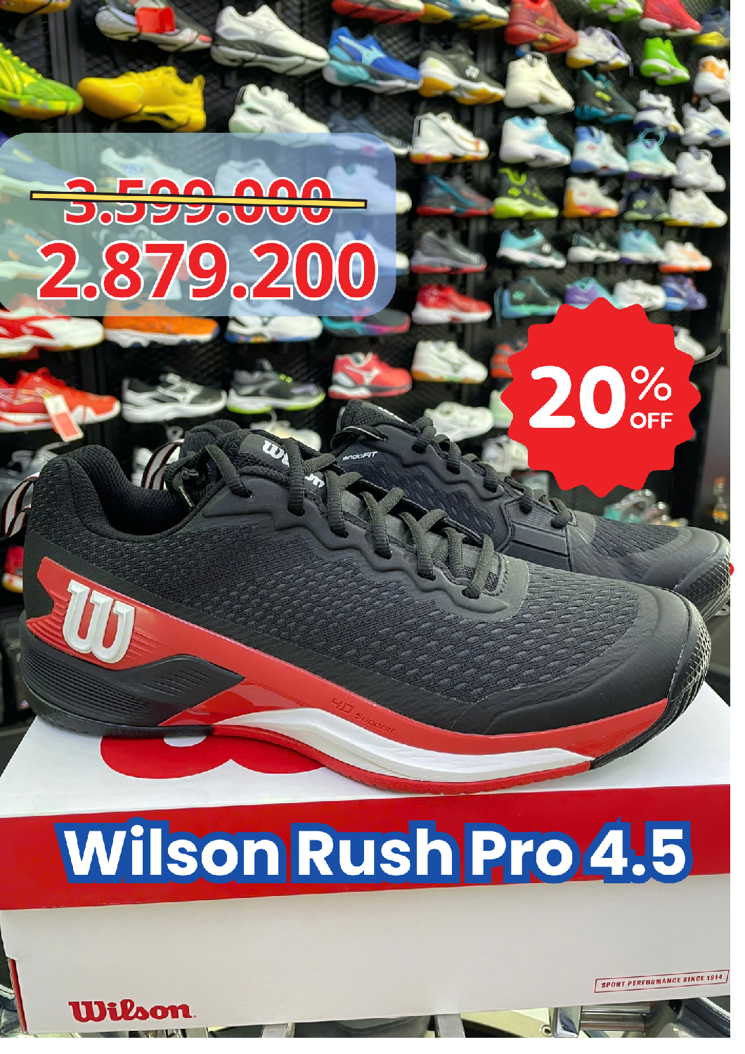 Giày Tennis Wilson Rush Pro 4.5 chính hãng (WRS334330) - Size: 44