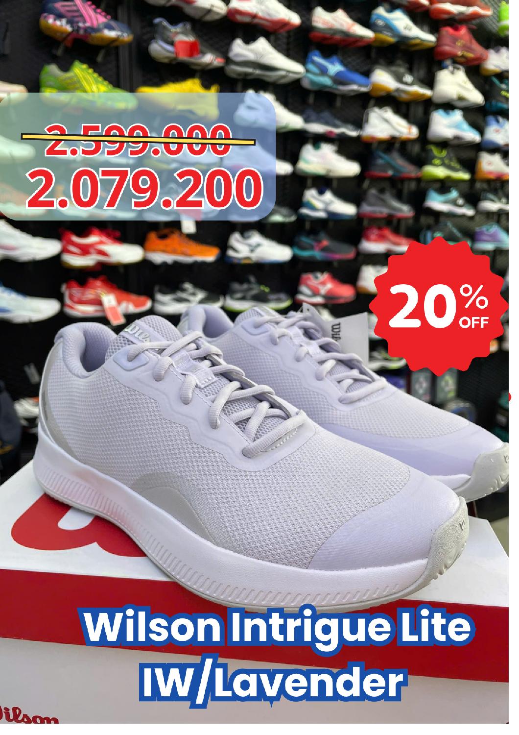 Giày Tennis Wilson Intrigue Lite IW/Lavender chính hãng (WRS335820) - Size: 40