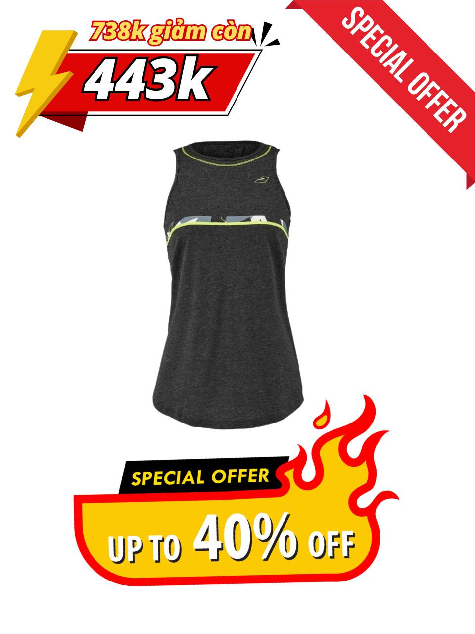 Áo tennis Babolat Aero Cotton Tank Women chính hãng (23072Y2003) - Size: M